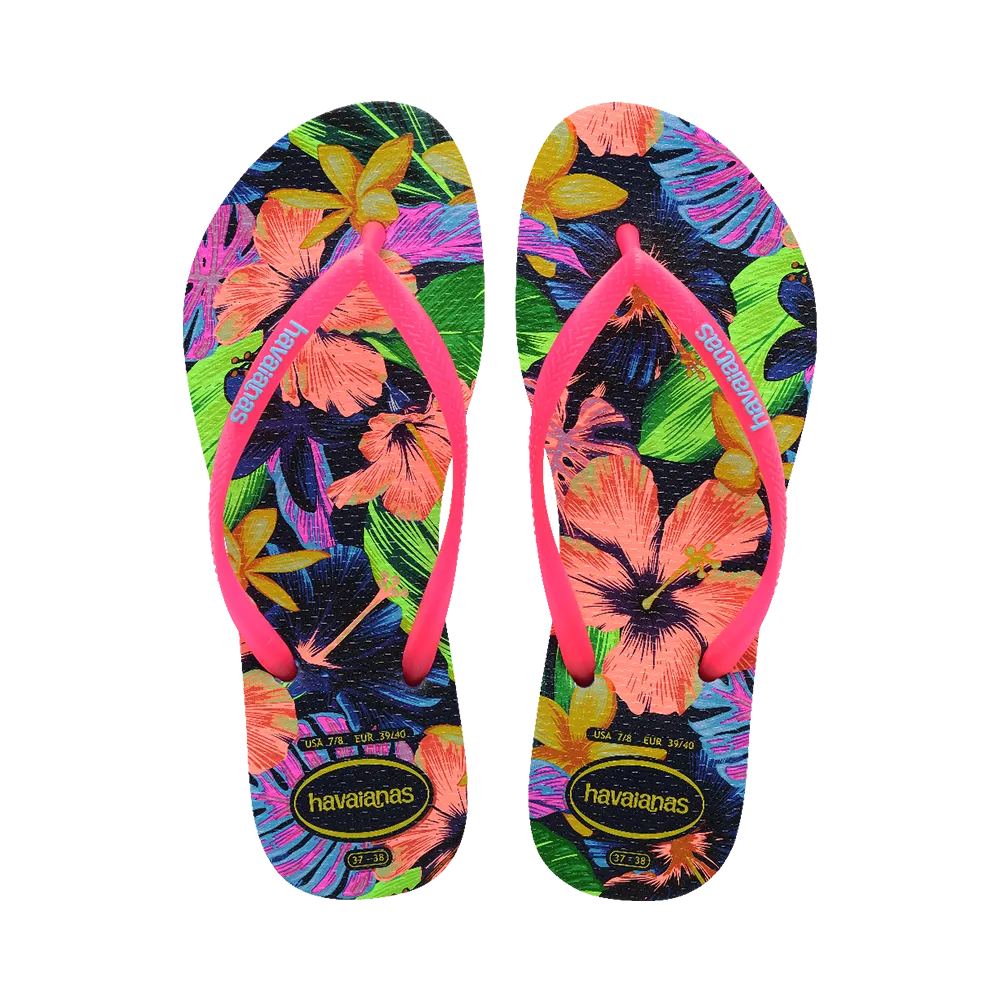 Slim Floral Neon Flip Flops