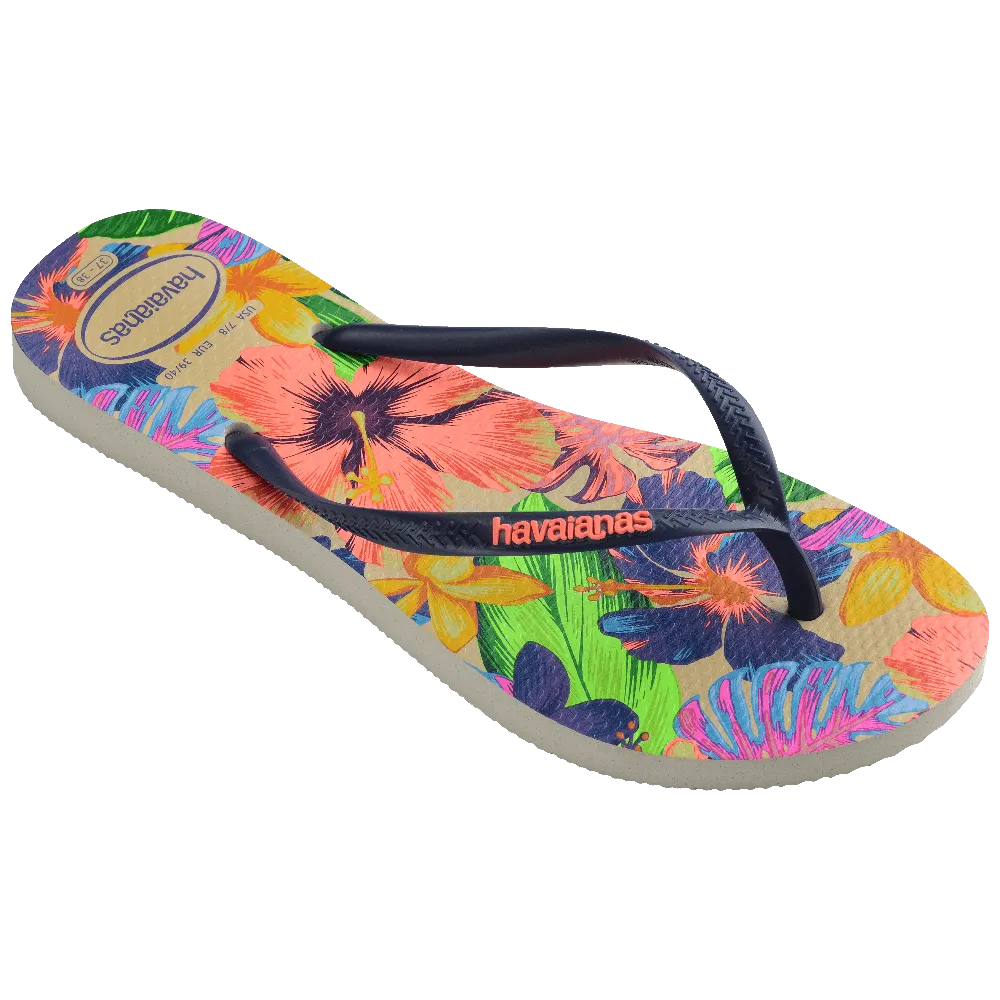 Slim Floral Neon Flip Flops