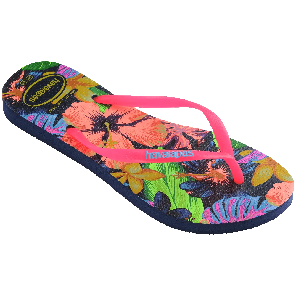 Slim Floral Neon Flip Flops