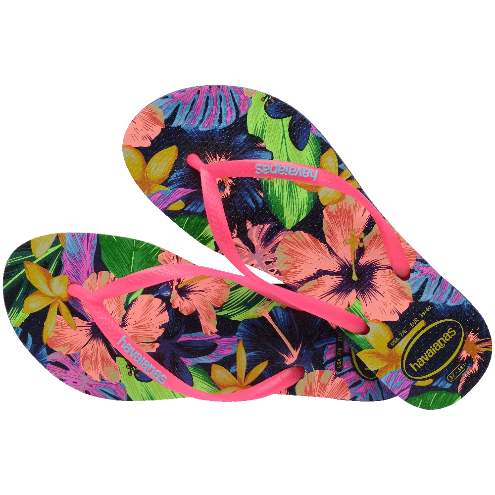 Slim Floral Neon Flip Flops