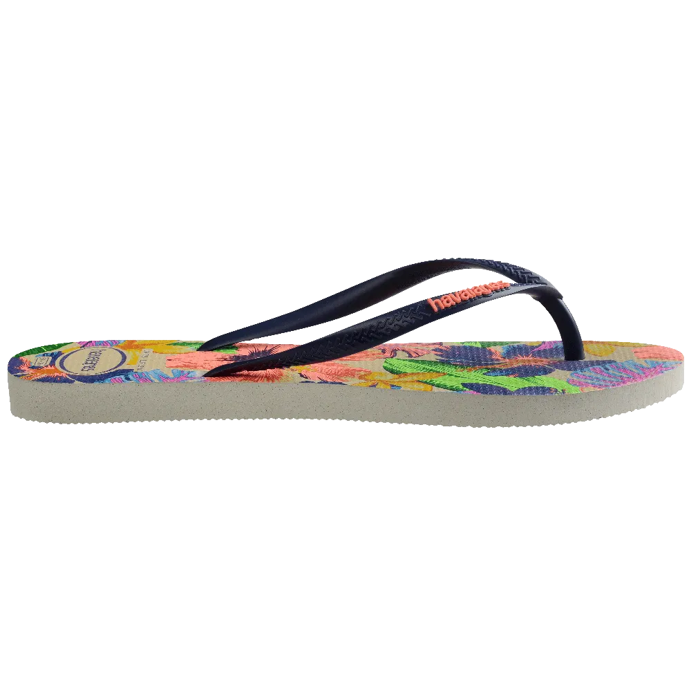 Slim Floral Neon Flip Flops