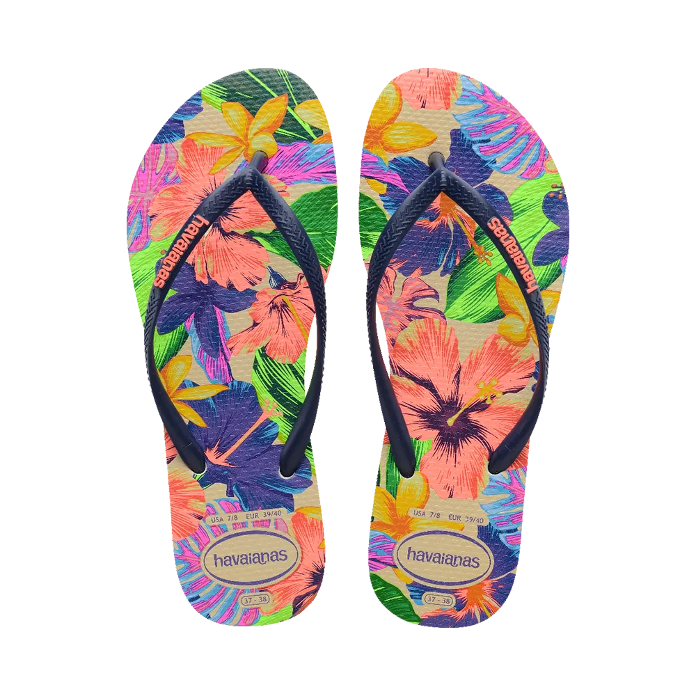 Slim Floral Neon Flip Flops