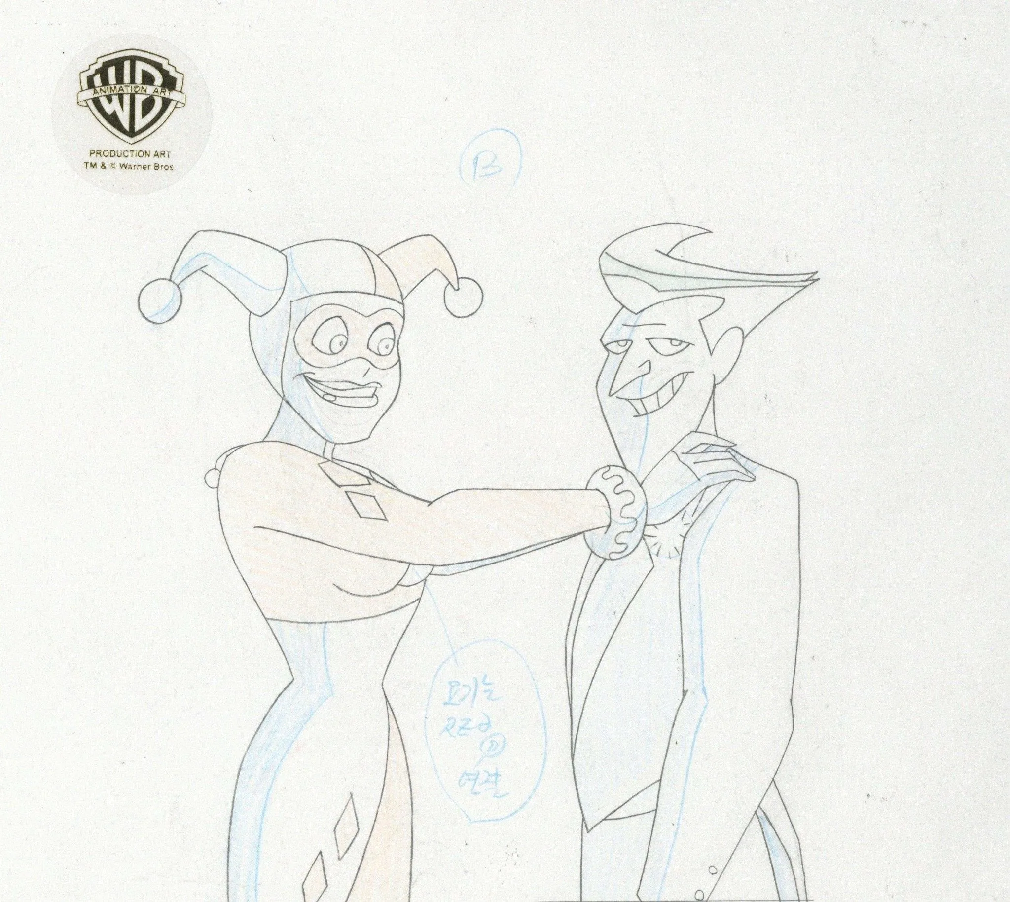 The New Batman Adventures Original Production Drawing: Harley Quinn and Joker