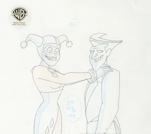 The New Batman Adventures Original Production Drawing: Harley Quinn and Joker
