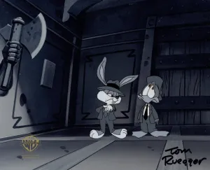 Tiny Toon Adventures Original Production Cel Signed by Tom Ruegger: Buster Bunny and Plucky Duck