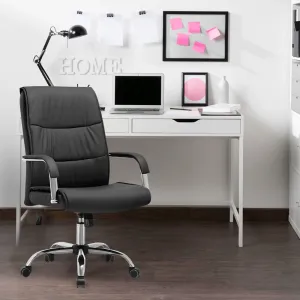 USHA SHRIRAM Black Ergonomically Designed Back Executive Office Chair | Lift Lock Tilt Mechanism | Class III Gas Lift | Conference Room Office Chair for Home | Leathereate Chair with Arm Rest (DIY)