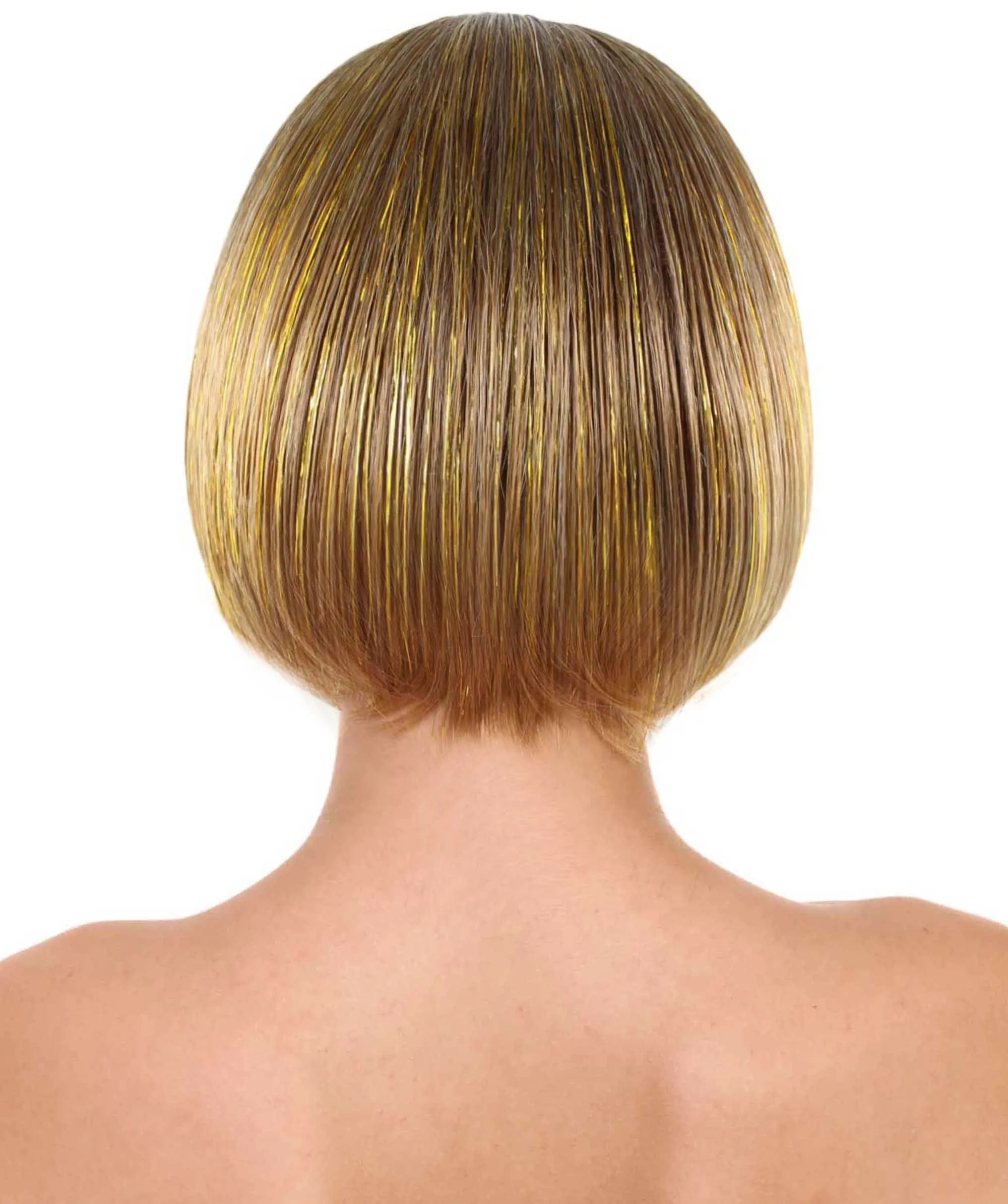 Womens Gold Bob Wig | Stage/Event Fancy Halloween Wigs | Premium Breathable Capless Cap